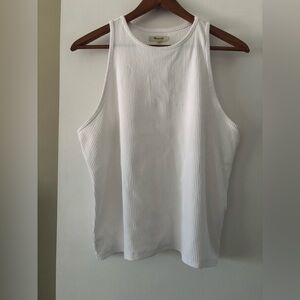 Madewell Cotton White Ribbed Tank Top